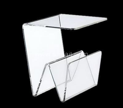 Lucite coffee table with magazine holder