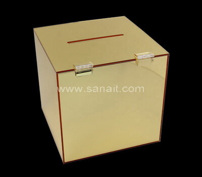 SAAB-129-2 Gold mirror acrylic ballot box with lock