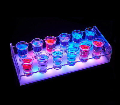 Bandeja acrílica recargable con luz LED Soporte para copas de vino y chupitos