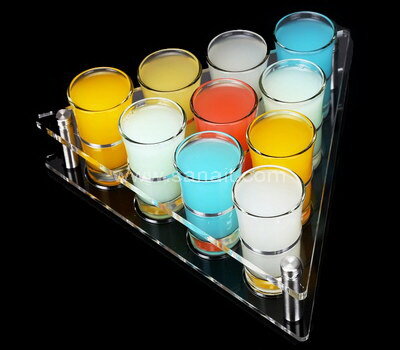Triangle clear acrylic shot glass holder tray wholesale