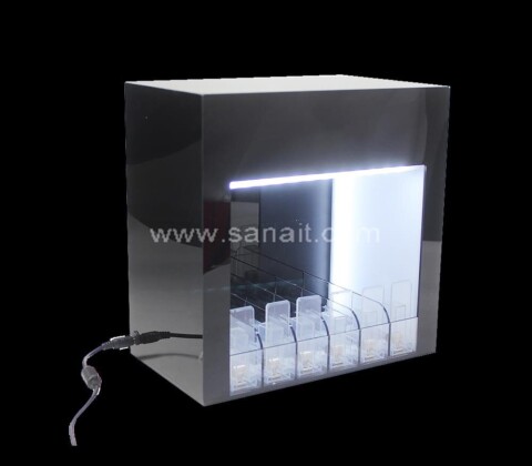 Customized lit acrylic display cabinet with auto spring pusher