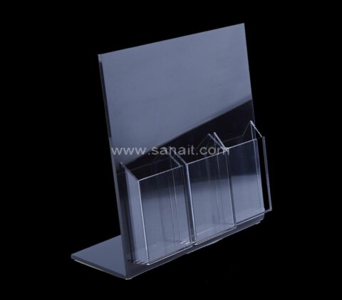 Countertop 3 pockets black and clear acrylic brochure holder