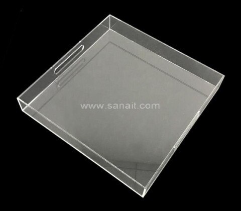Factory Custom Clear Sturdy Acrylic Serving Tray with Handles Wholesale