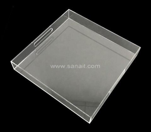 Továrna na zakázku Clear Sturdy Acrylic Serving Tray s rukojetí Velkoobchod