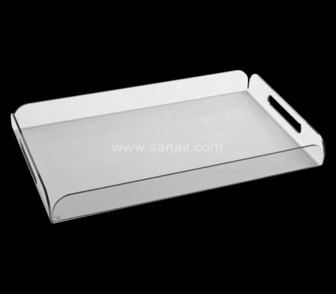 Bending Clear Acrylic Buffet Tray With Shaped Handles Wholesale