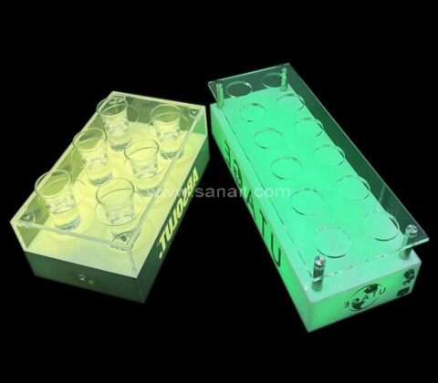 Custom Rechargeable Acrylic Lighted Shot Glasses Rack Serving Holder