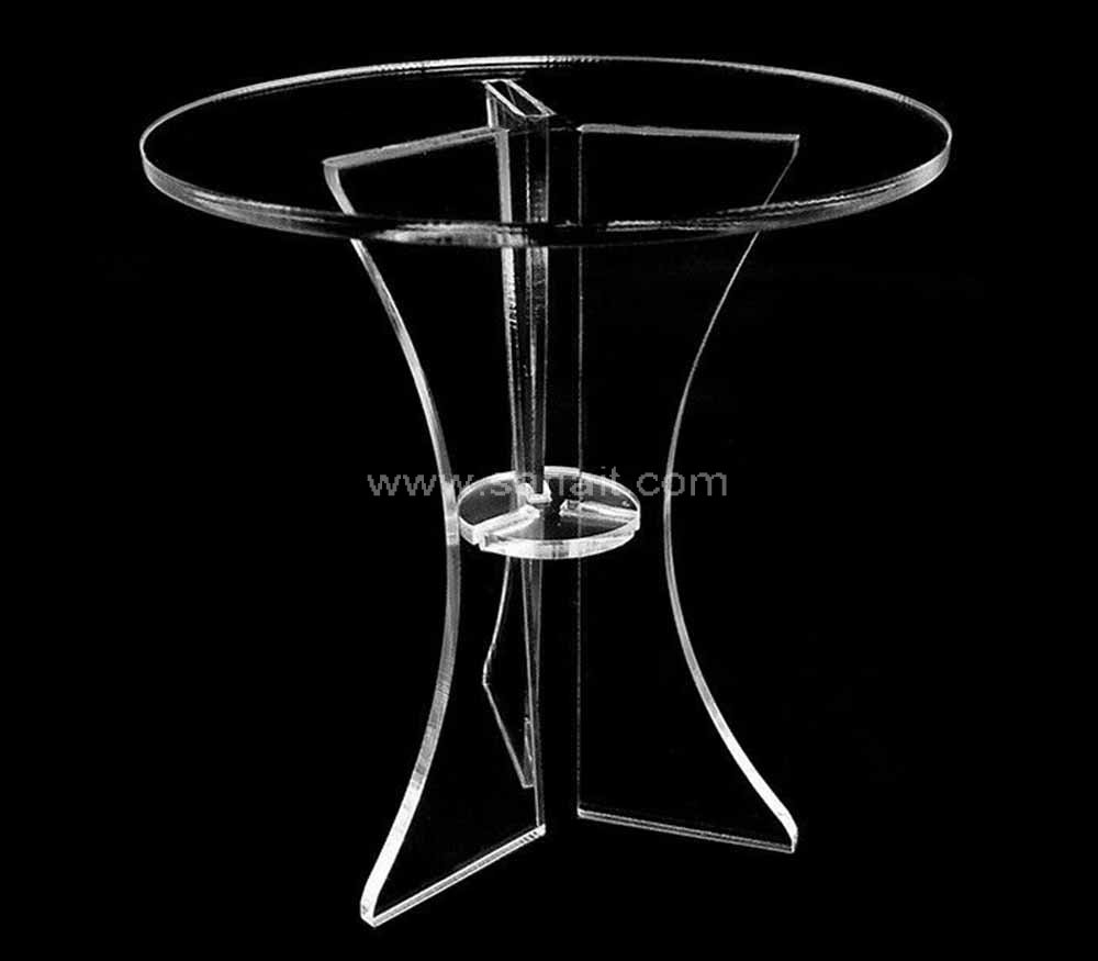 112 Dollhouse Miniature Clear Round Table White Acrylic Desk Furniture Model (Table ronde transparente en acrylique blanc pour maison de poupée)