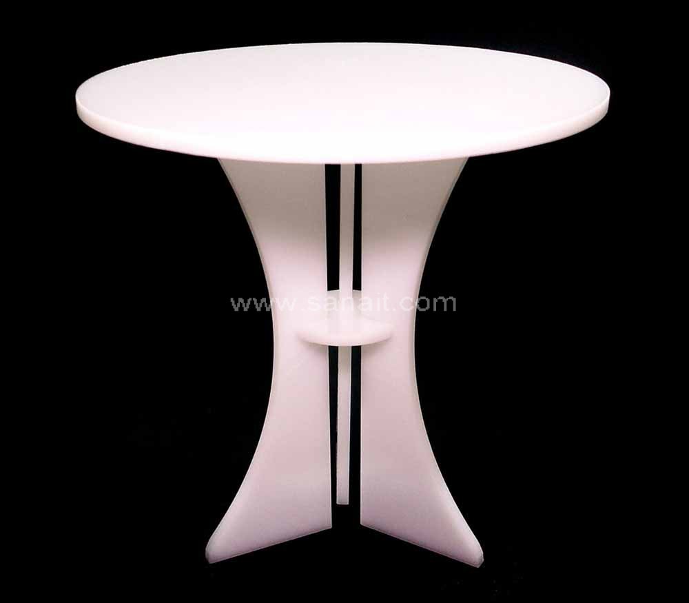 SAAF-048-2 112 Dollhouse Miniature Clear Round Table White Acrylic Desk Furniture Model