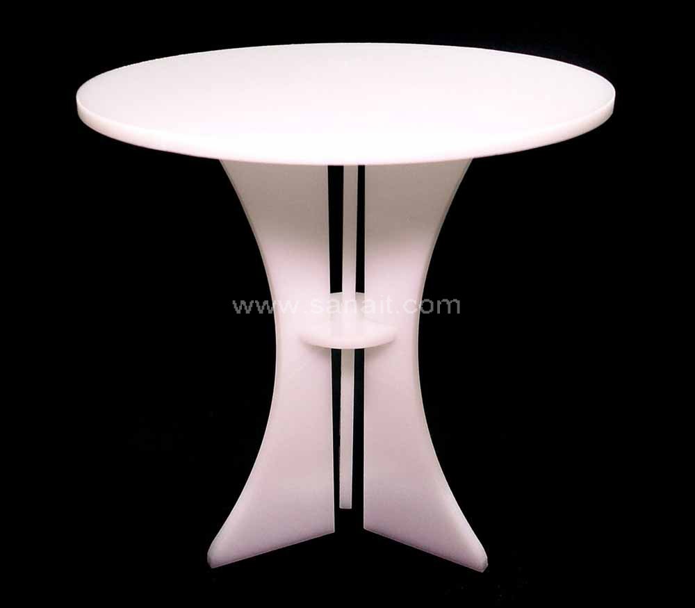 SAAF-048-2 112 Dollhouse Miniature Clear Round Table White Acrylic Desk Furniture Model (Table ronde transparente pour maison de poupée)