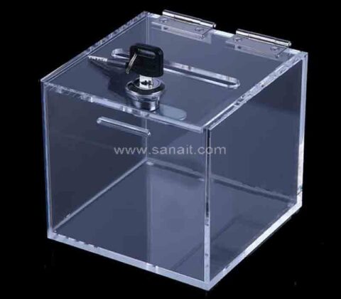 Boîte à dons en acrylique transparent avec clé, prix d'usine personnalisé