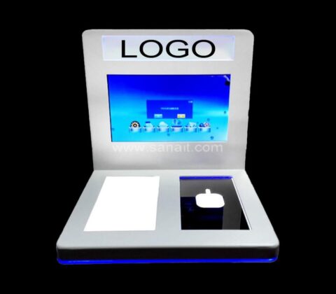 Stand d'affichage acrylique avec écran LCD fabriqué en usine