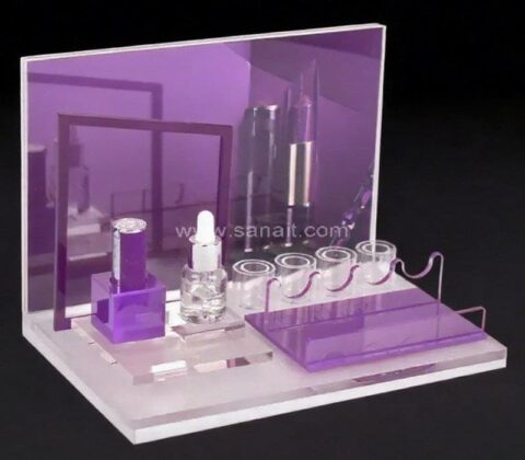 Banco acrilico dei cosmetici del contatore di progettazione su ordinazione del banco di esposizione del trucco del rossetto
