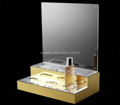Présentoir de parfum en acrylique de luxe pour marque de cosmétiques haut de gamme