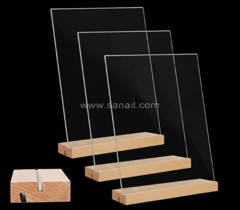 SASH-102 Portacarteles acrílico 5 X 7 Base de madera al por mayor