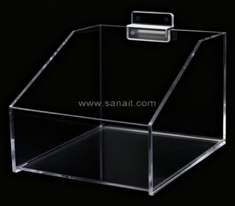 Maßgefertigter Slatwall-Behälter aus klarem Acryl mit einem einzigen Schlitz