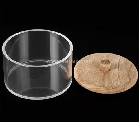Custom Clear Acrylic Food Candy Storage Box With Wooden Cover