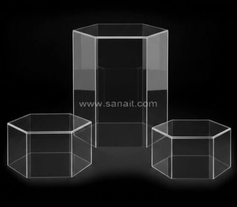 Clear Hexagon Nesting Food Display Riser
