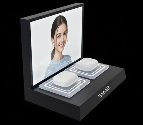 Customized Acrylic Bluetooth Headset Display Stand with LED