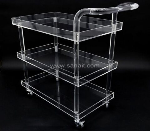 Custom Luxury Clear Acrylic Bar Serving Cart