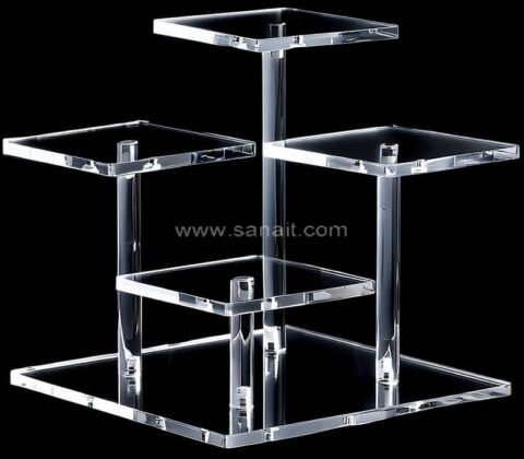 Custom Transparent Acrylic Square Serving Stand for Cakes