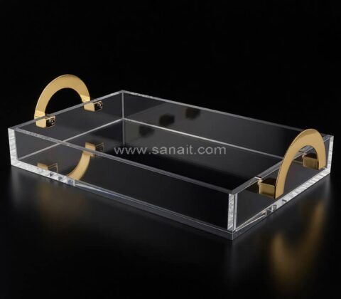Customized Luxury Gold Handle Acrylic Tray