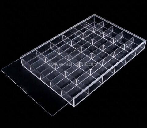 Clear Acrylic Grid Organizer Box with Sliding Lid