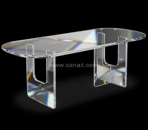 Mesa ovalada acrílica transparente de lujo
