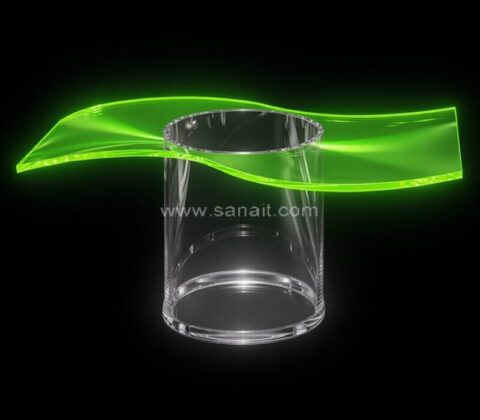 Supporto per dessert in acrilico verde neon e trasparente