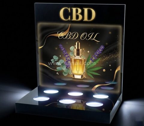 Espositore per olio di CBD illuminato a LED personalizzato