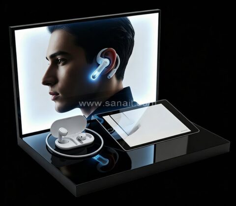 Custom LED Acrylic Display Stand for Wireless Earbuds