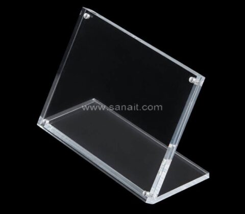 Portacarteles de mesa acrílico en forma de L personalizado con imán