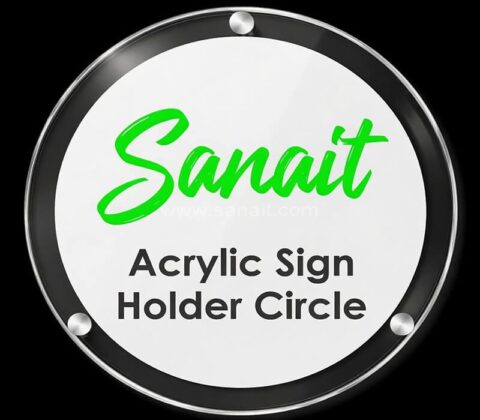 Portacarteles circular acrílico transparente personalizado