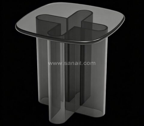 Modern Smoky Acrylic Side Table with Cross Base