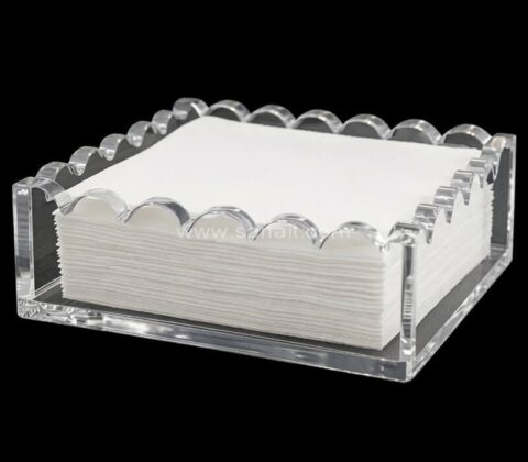 Plateau porte-serviettes en acrylique transparent festonné, sur mesure