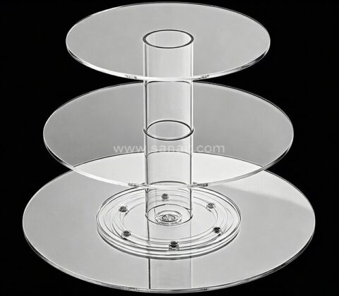 Supporto per cupcake a 3 livelli in acrilico trasparente con base girevole Lazy Susan