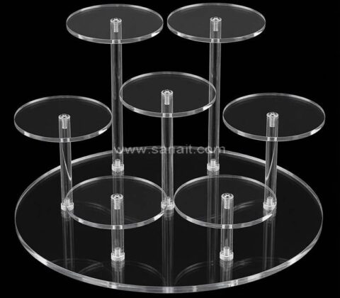 Expositor redondo de acrílico transparente de varios niveles para postres y cupcakes