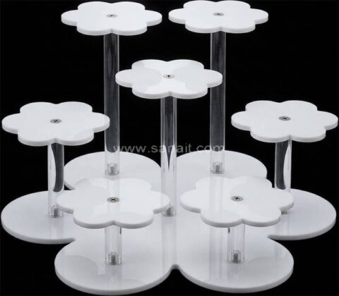 Portacupcakes de varios niveles con forma de flor