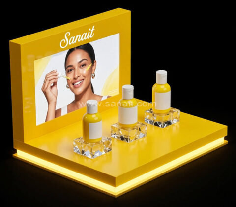 Custom Acrylic Skincare Display Stand with LED Light