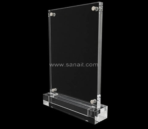 Porte-panneau en acrylique transparent avec socle solide et vis d'écartement