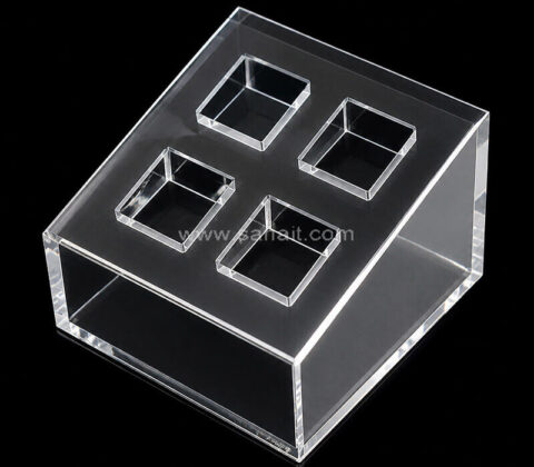 Espositore personalizzato in acrilico trasparente a 4 scomparti per rossetti