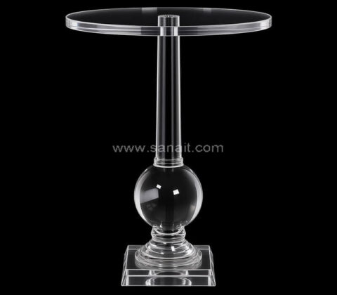 Mesa auxiliar con pedestal de esfera acrílica transparente: venta directa de fábrica