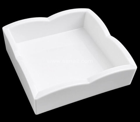Custom White Acrylic Scallop Edge Tray