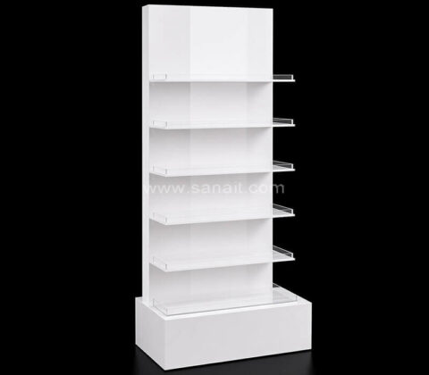 Étagère d'exposition sur pied moderne et personnalisée, blanche